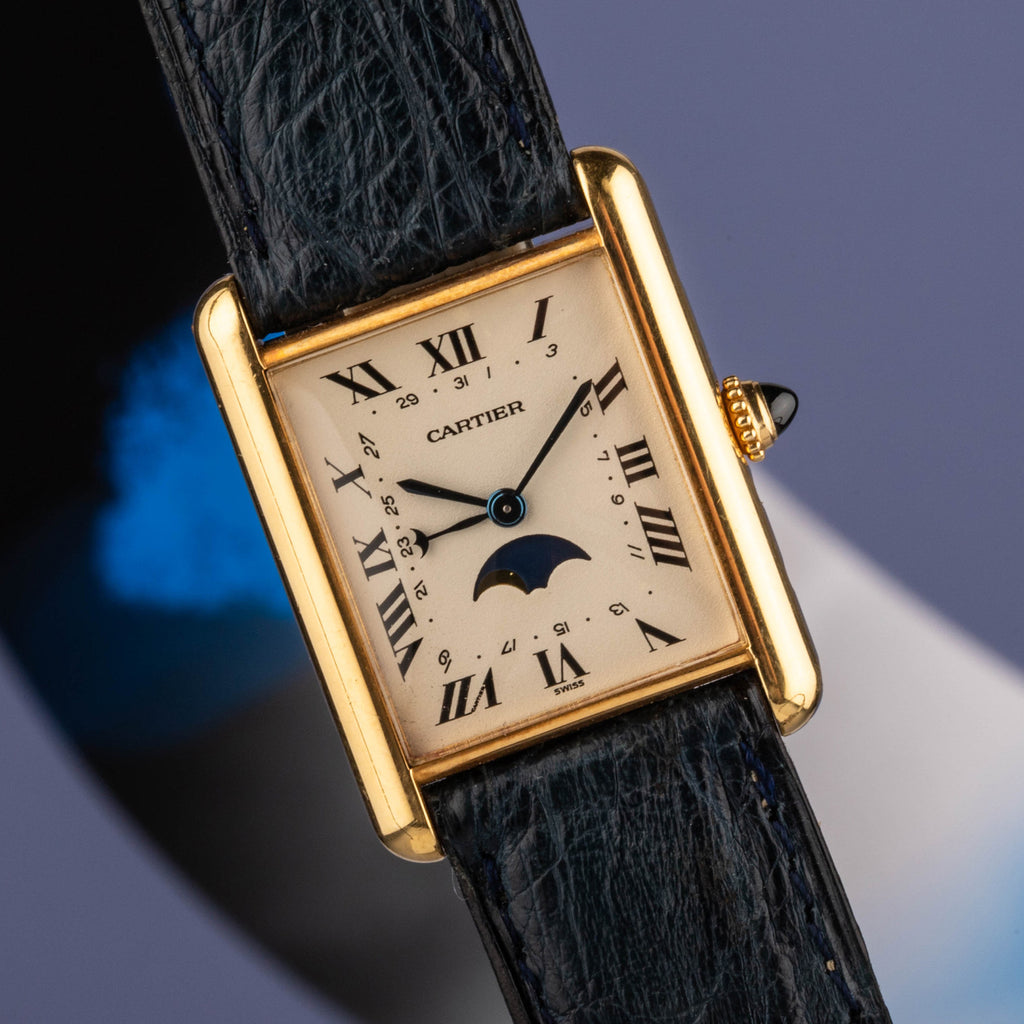 1990 (circa) Cartier Tank Louis 18K YG Triple calendar Tank ref