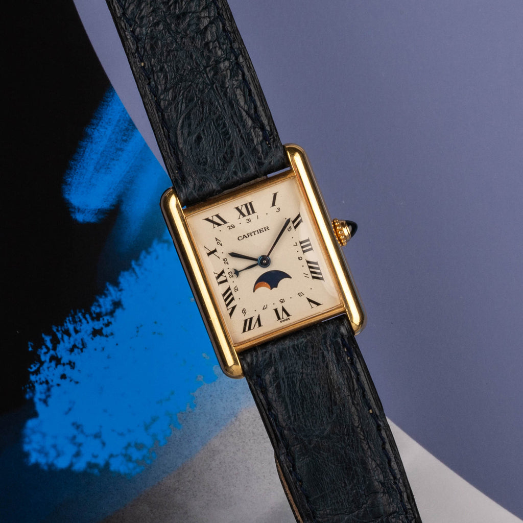 1990 (circa) Cartier Tank Louis 18K YG Triple calendar Tank ref