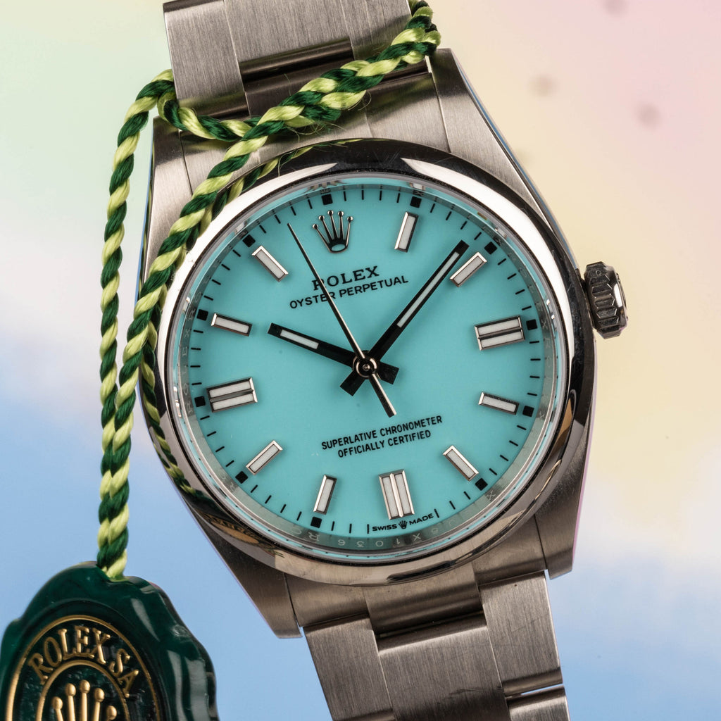 2022 Rolex Oyster Perpetual Tiffany dial ref 126000 : LIKE NEW and
