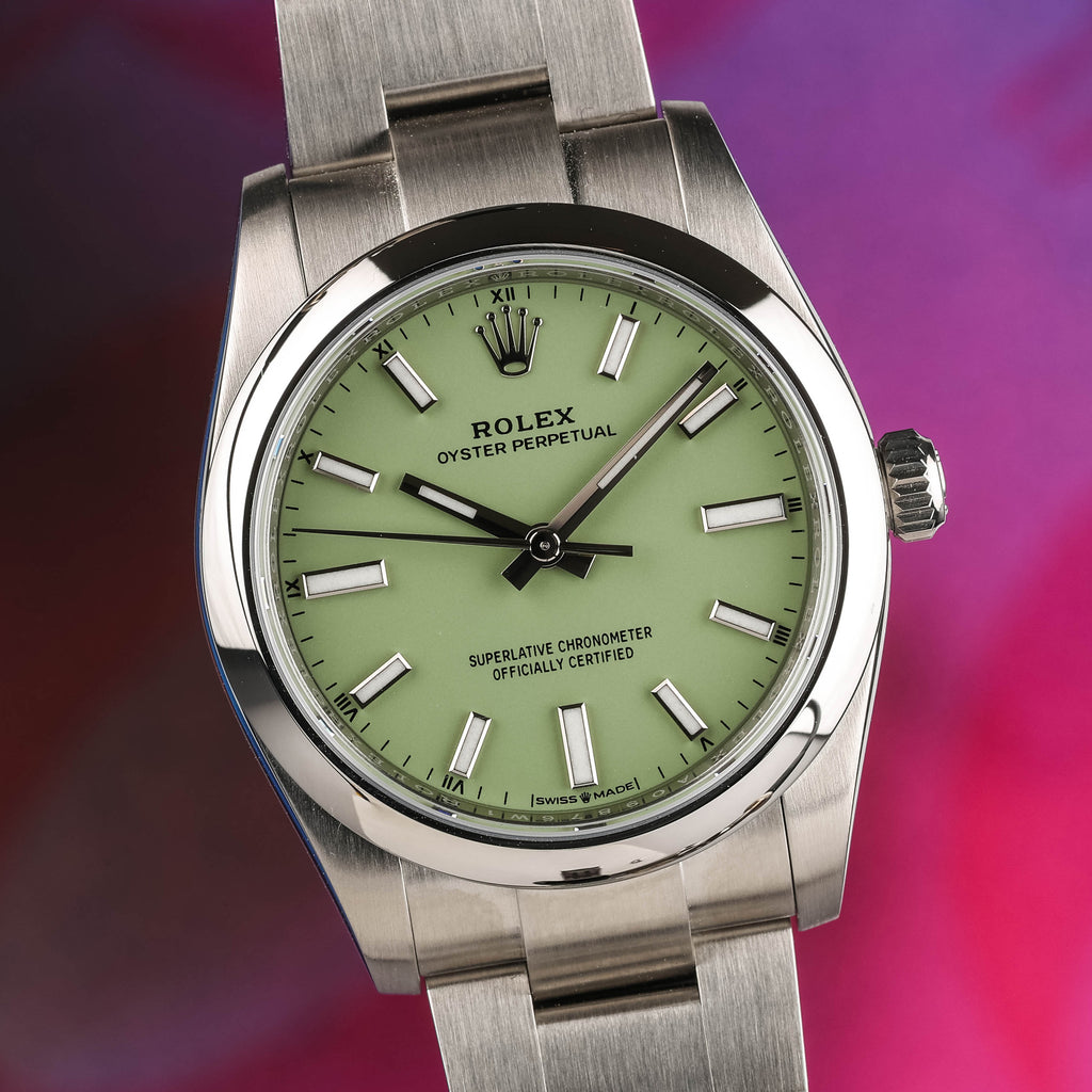 2025 Rolex Oyster perpetual in 34mm, reference 124200, Pistache