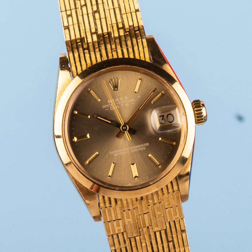 1972 (circa) Rolex yellow gold Date ref 6824, on a fantastic Fiorentine bracelet