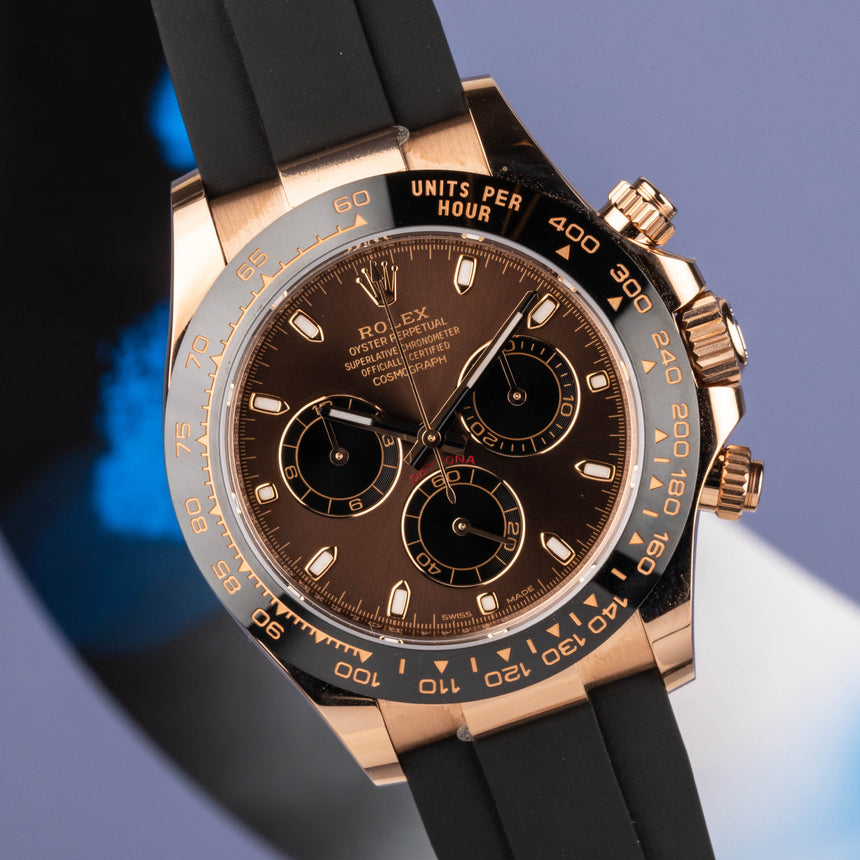 2021 Rolex Daytona Chocolate dial in Rose gold ref 116515LN: New & FULL SET Stickers