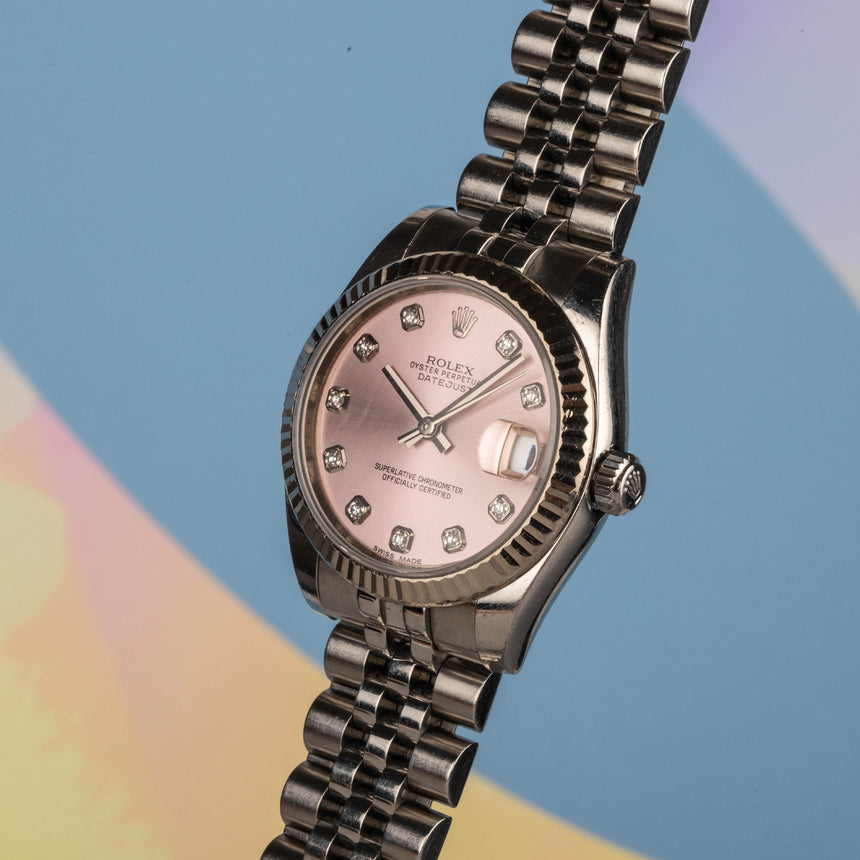 2014 Rolex Datejust Pink dial with diamonds reference 178274 Full set