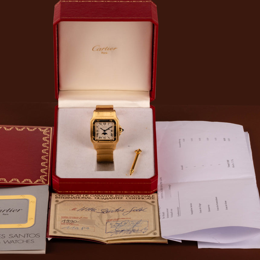 1989 Cartier Santos Galbée Moon phase Ref: 819902 Full Set Exceptional + Cartier SERVICE