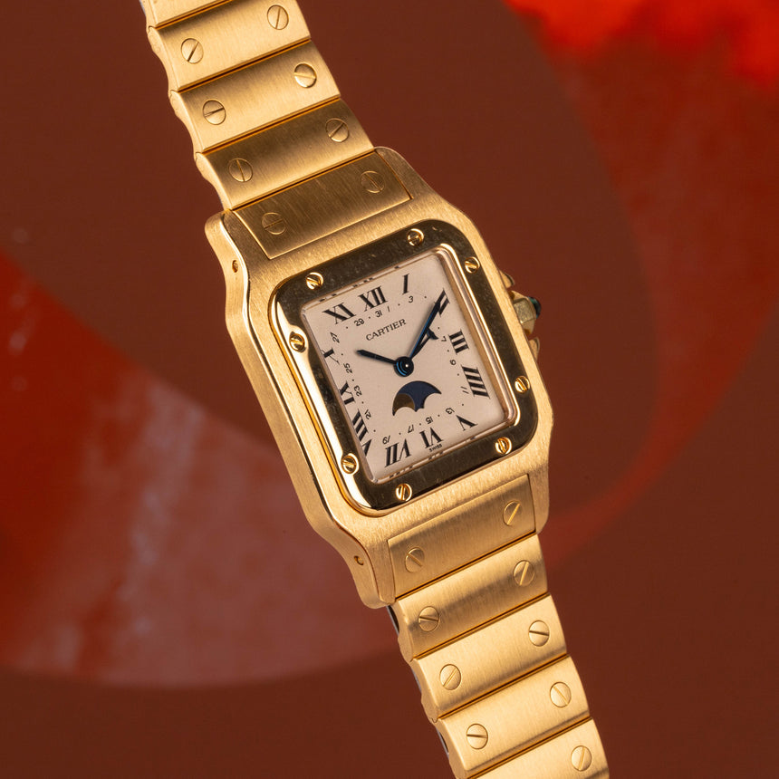 1989 Cartier Santos Galbée Moon phase Ref: 819902 Full Set Exceptional + Cartier SERVICE