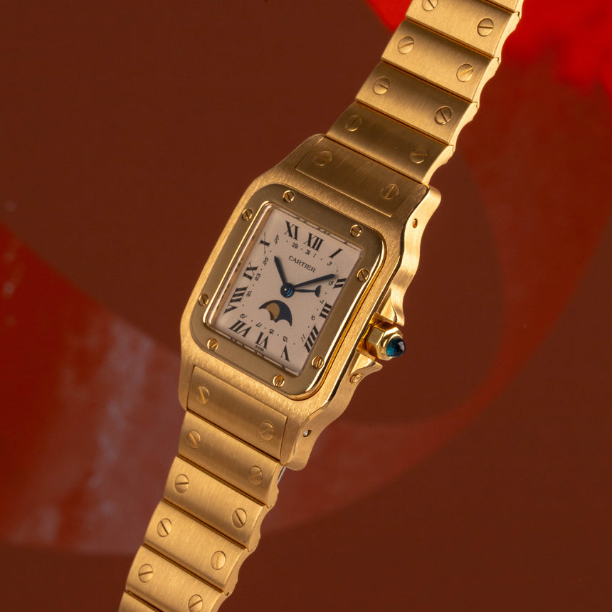 1989 Cartier Santos Galbée Moon phase Ref: 819902 Full Set Exceptional + Cartier SERVICE