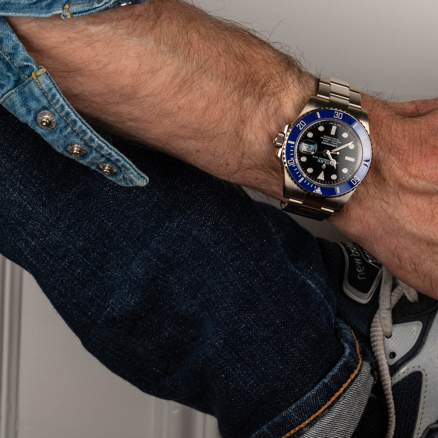 2022 Rolex Submariner in white gold, blue bezel, reference