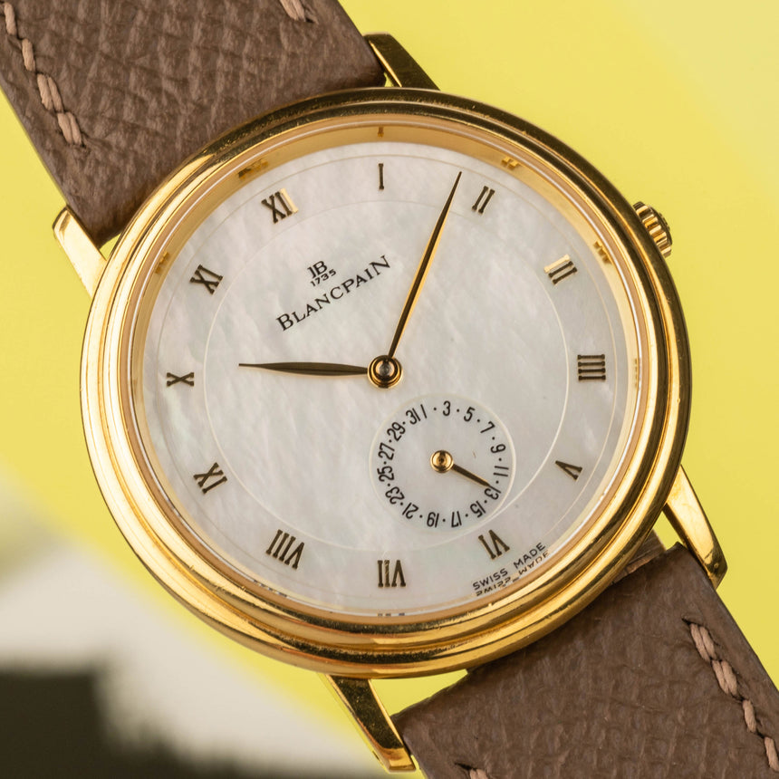 1990 (circa) Blancpain Villeret caliber 4795 in yellow gold with rare Mother of pearl nacre dial