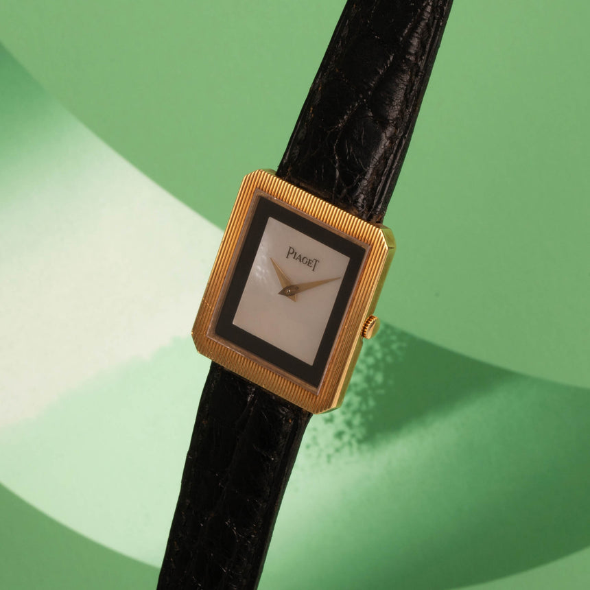 1980 (Circa) Piaget Protocole in Yellow Gold with Factory Onyx & Mother of pearl dial ref : 9154 Unpolished