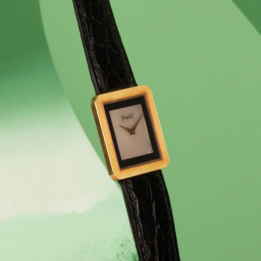 1980 (Circa) Piaget Protocole in Yellow Gold with Factory Onyx & Mother of pearl dial ref : 9154 Unpolished