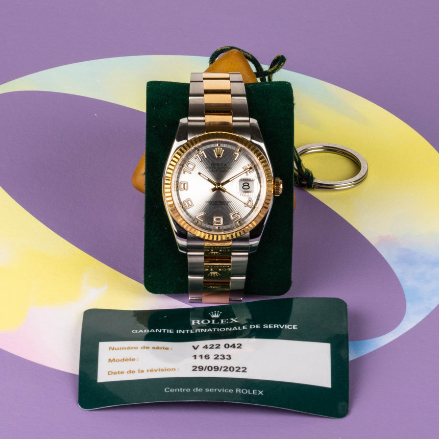 2008 (circa) rolex Datejust in steel & gold reference 116233: Service card