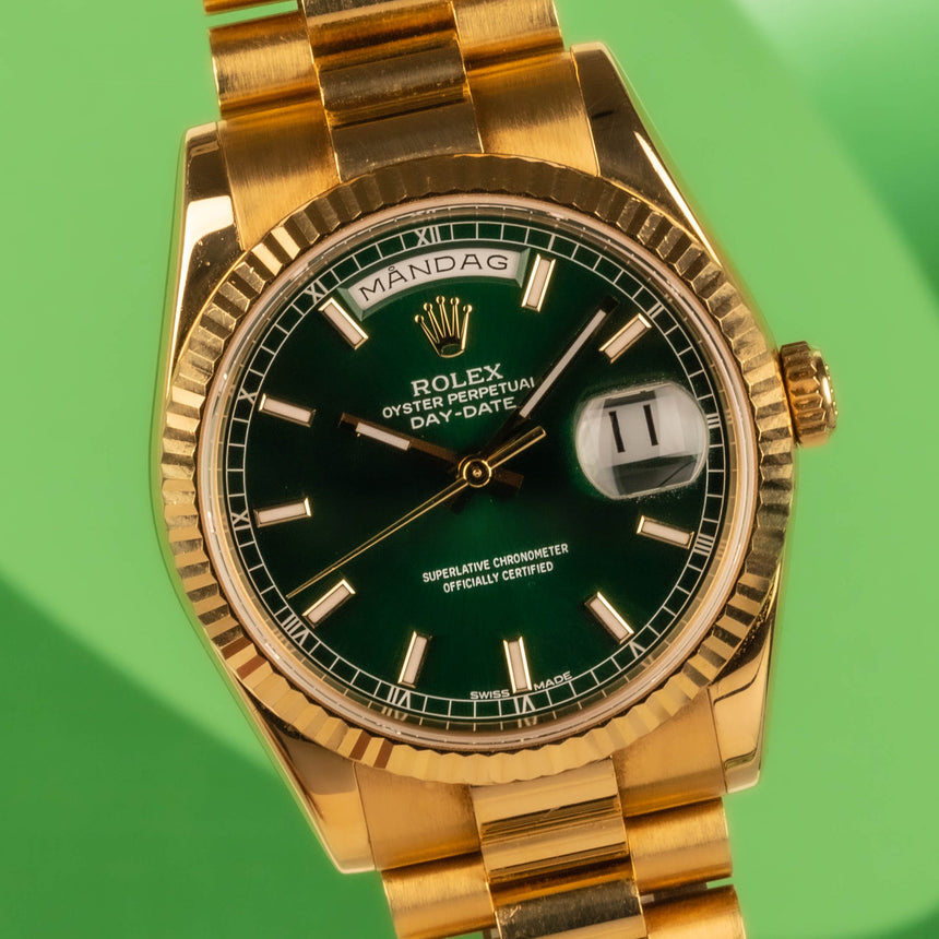 2007 Rolex Day-Date 36 Green dial ref: 118238 Full Set PERFECT