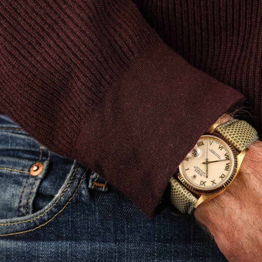 1980 Rolex Oyster Datejust in 18K yellow gold, reference 16018, Ivory enamel dial !