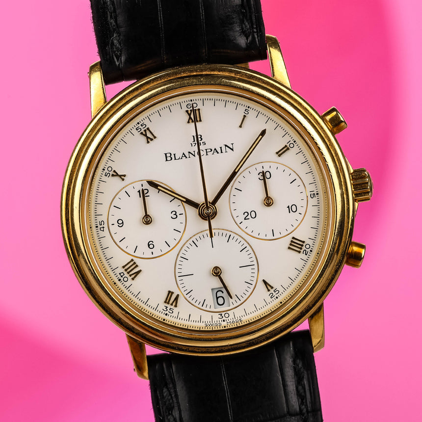 1990 (Circa) Blancpain Villeret 18K Gold Chronograph Ref: 1185-1418-55