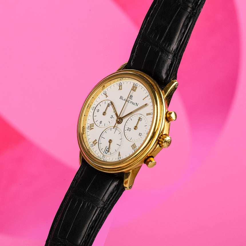 1990 (Circa) Blancpain Villeret 18K Gold Chronograph Ref: 1185-1418-55