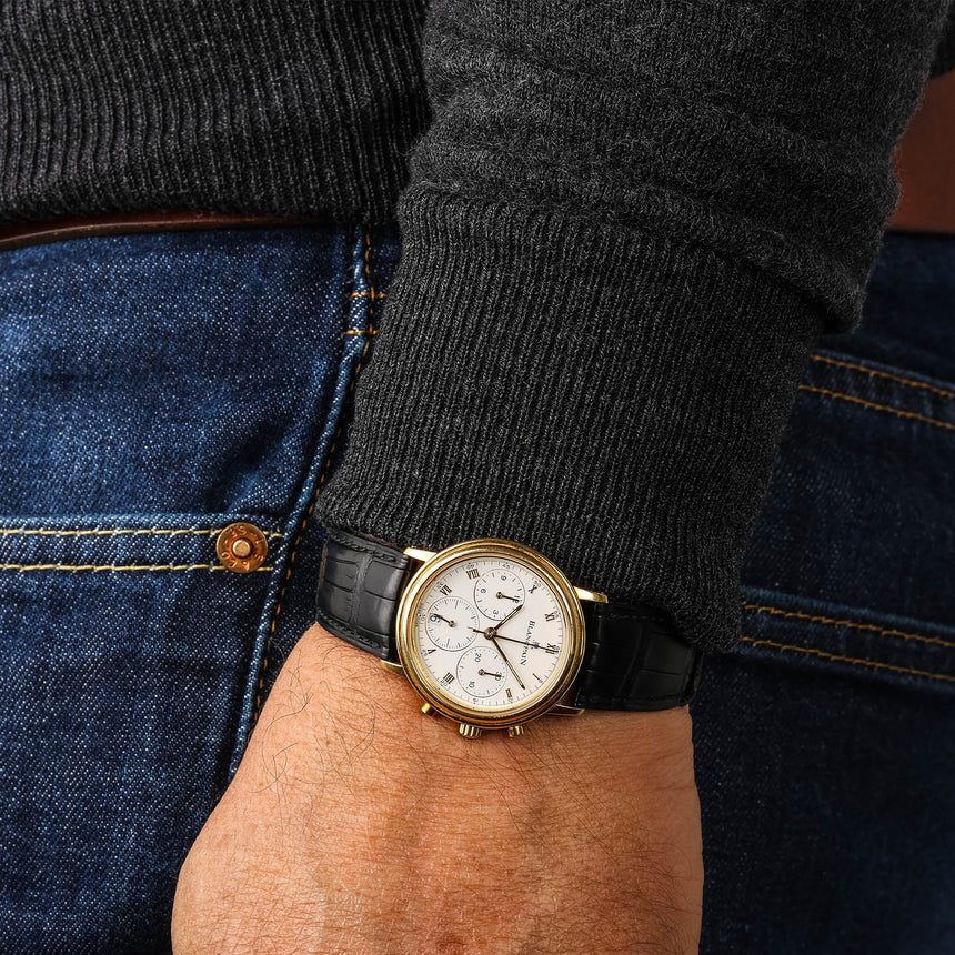 1990 (Circa) Blancpain Villeret 18K Gold Chronograph Ref: 1185-1418-55