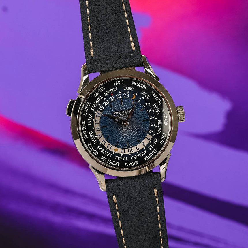 2022 Patek Philippe World Time Blue Dial In Platinum Ref: 5230P Full Set & 2025 Fresh Service