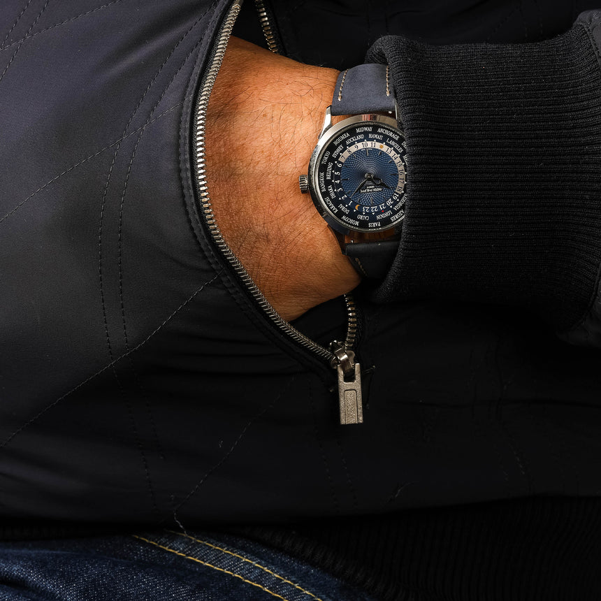 2022 Patek Philippe World Time Blue Dial In Platinum Ref: 5230P Full Set & 2025 Fresh Service