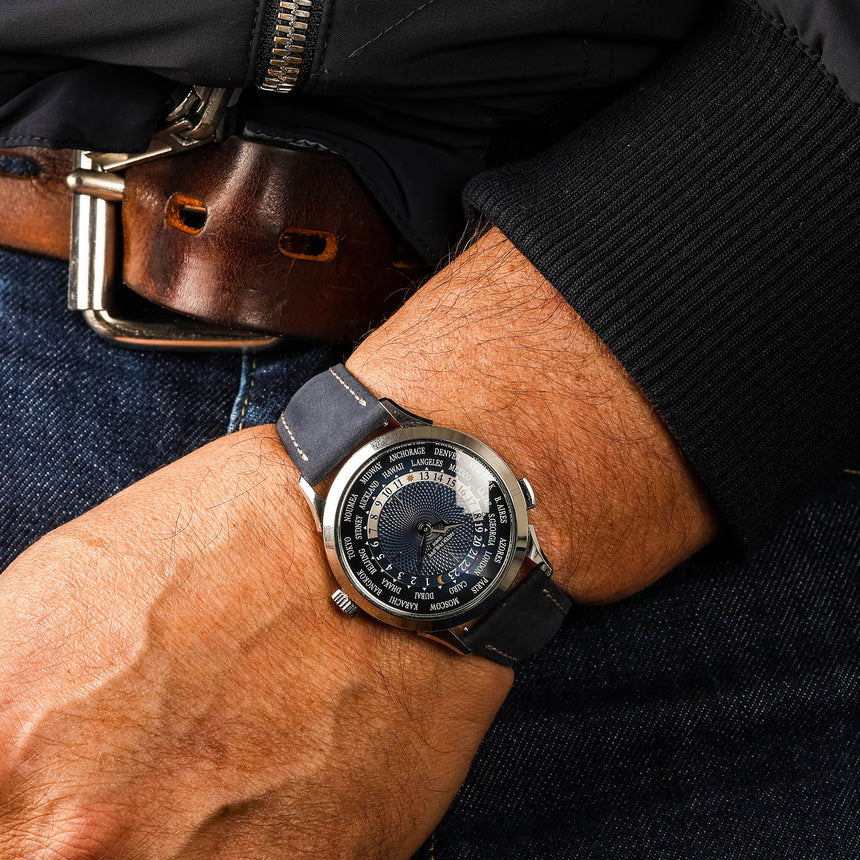 2022 Patek Philippe World Time Blue Dial In Platinum Ref: 5230P Full Set & 2025 Fresh Service