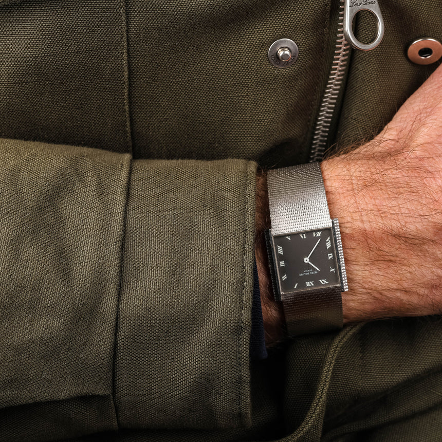 1968 Patek Philippe & co white gold manual winding watch, reference 3494, rare grey dial !