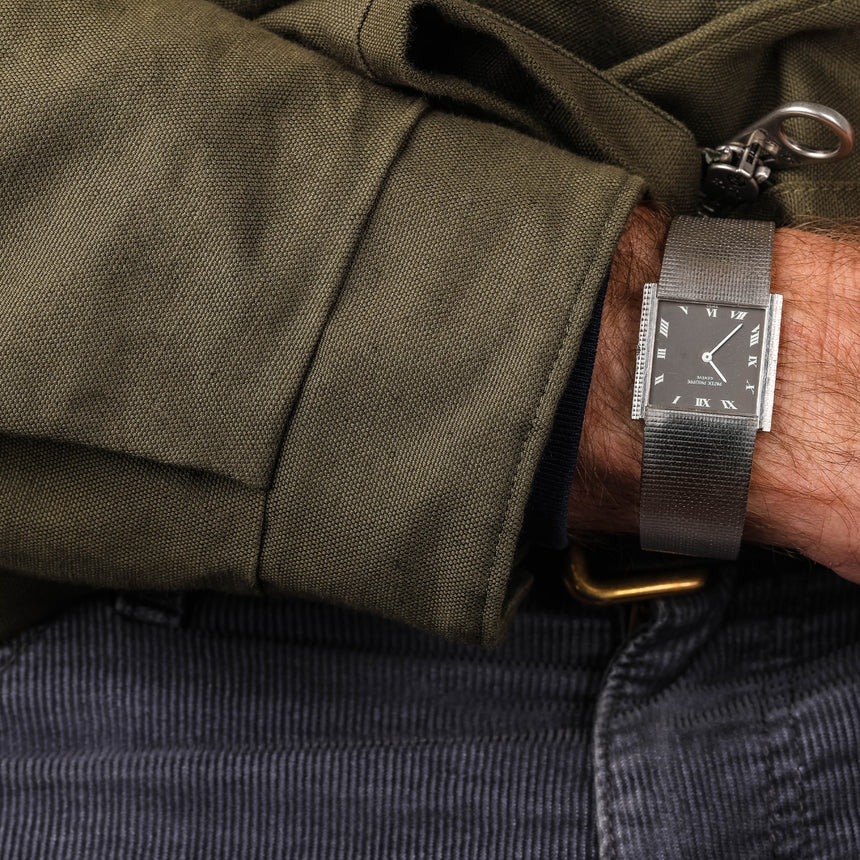 1968 Patek Philippe & co white gold manual winding watch, reference 3494, rare grey dial !