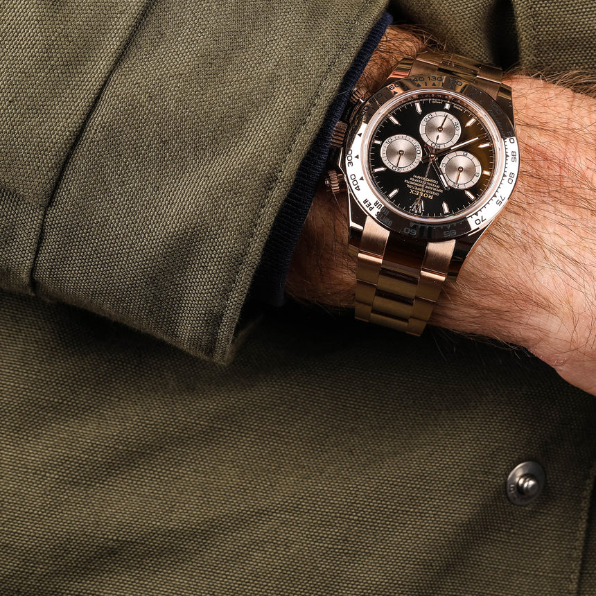 2025 (oct) Rolex Daytona Everose, reference 126505, black dial, NEW & ULTRA full set