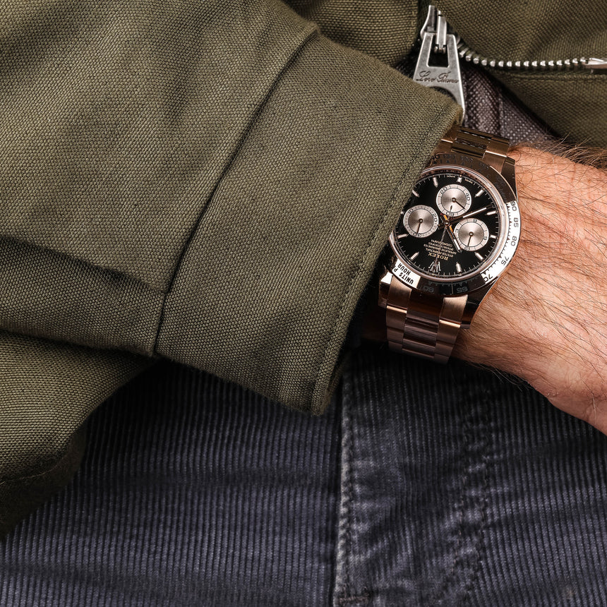 2025 (oct) Rolex Daytona Everose, reference 126505, black dial, NEW & ULTRA full set