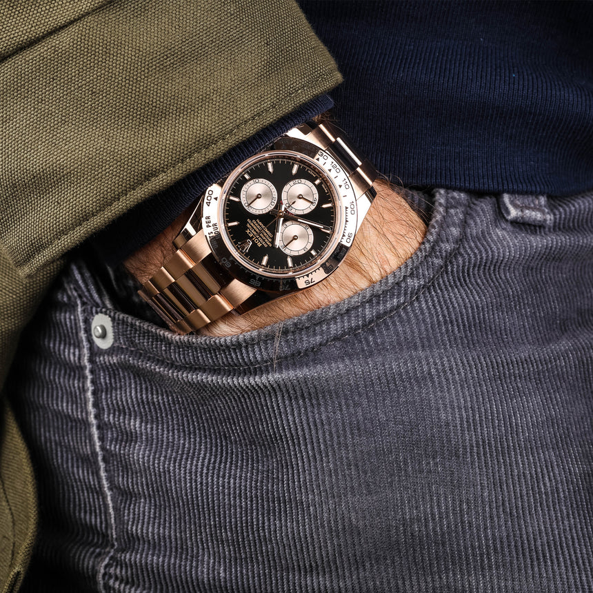 2025 (oct) Rolex Daytona Everose, reference 126505, black dial, NEW & ULTRA full set