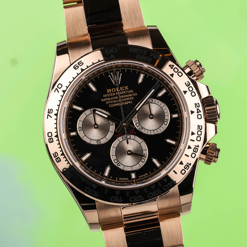 2025 (oct) Rolex Daytona Everose, reference 126505, black dial, NEW & ULTRA full set