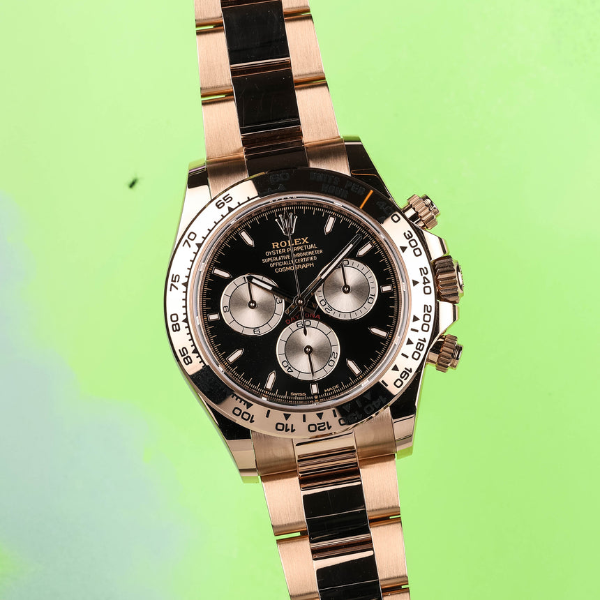 2025 (oct) Rolex Daytona Everose, reference 126505, black dial, NEW & ULTRA full set
