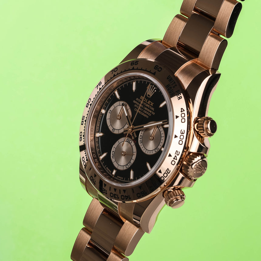 2025 (oct) Rolex Daytona Everose, reference 126505, black dial, NEW & ULTRA full set