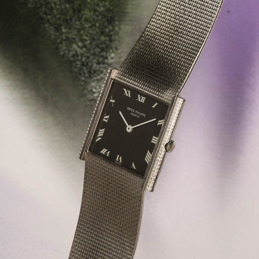 1968 Patek Philippe & co white gold manual winding watch, reference 3494, rare grey dial !