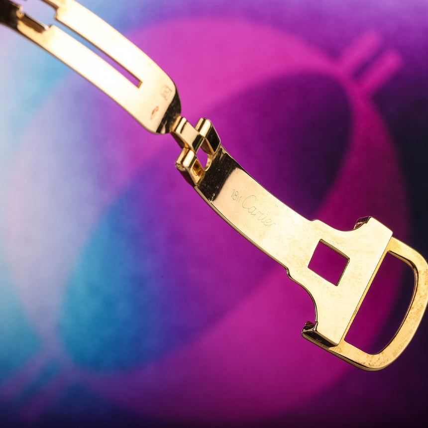 1978 Cartier Bamboo coussin jumbo, in yellow gold, original owner, watch + card: RARE ref 78102