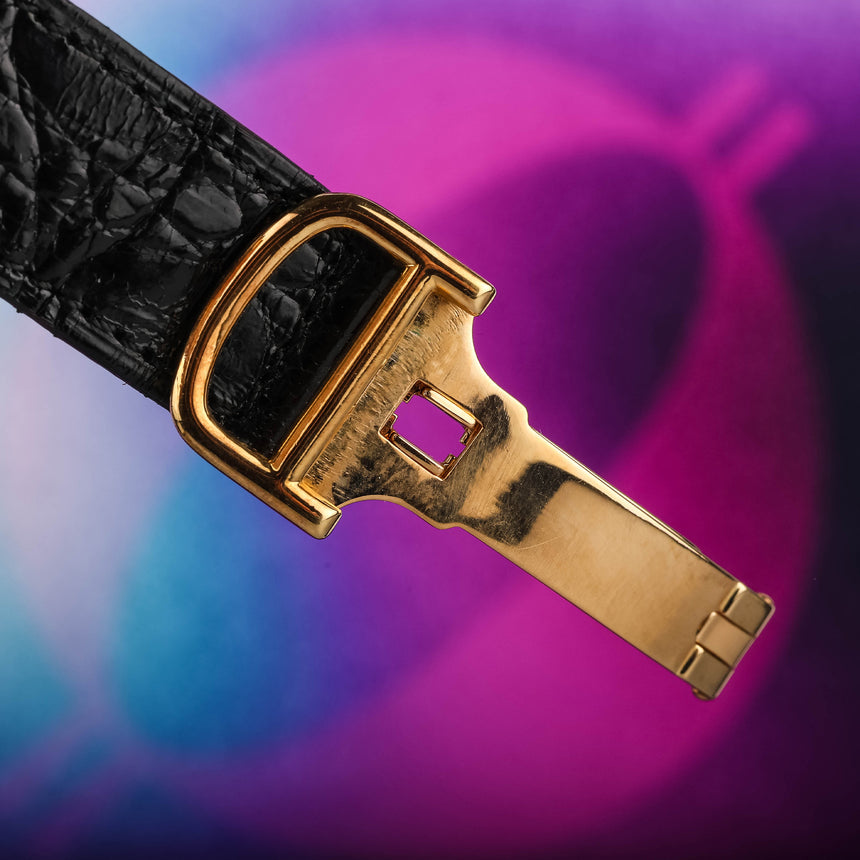 1978 Cartier Bamboo coussin jumbo, in yellow gold, original owner, watch + card: RARE ref 78102