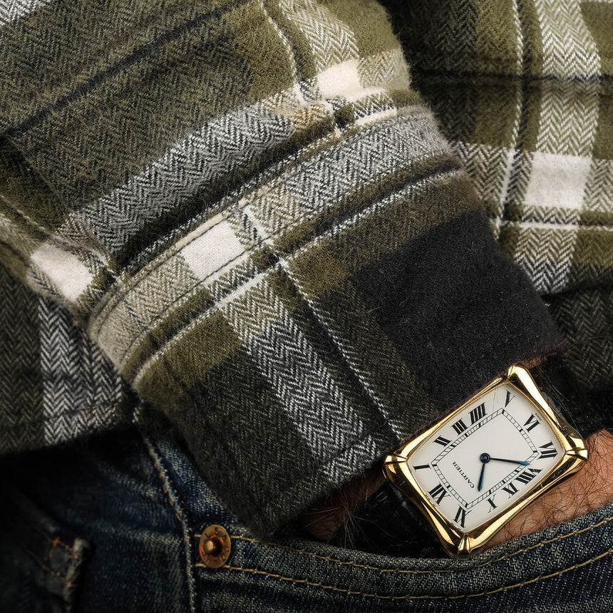 1978 Cartier Bamboo coussin jumbo, in yellow gold, original owner, watch + card: RARE ref 78102