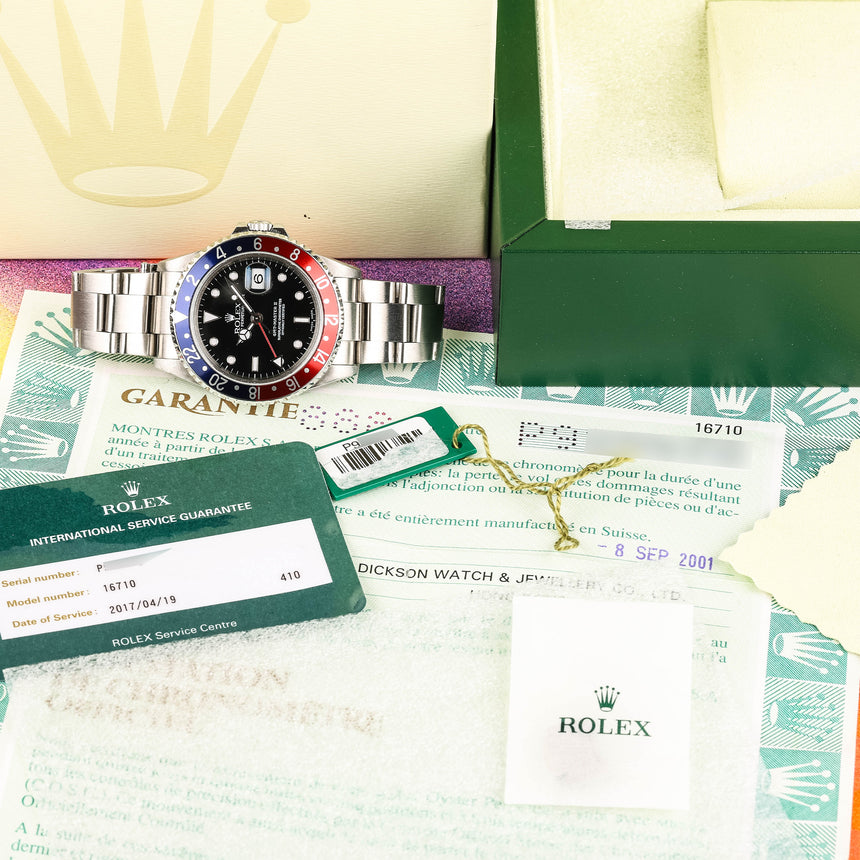 2001 Rolex GMT Master II ref 16710: FULL SET + service history