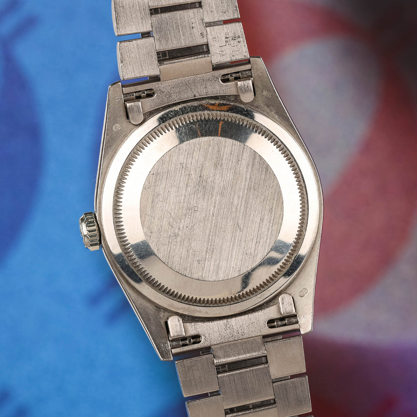 1996 (circa) Rolex Day-Date in white gold, blue dial, reference 18239, mint & beautiful