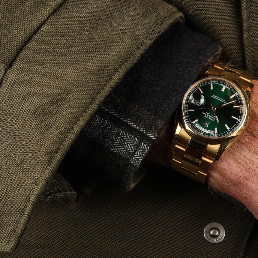 2005 Rolex Day-Date smooth style, reference 118208, green dial, top conditions, full set ! *