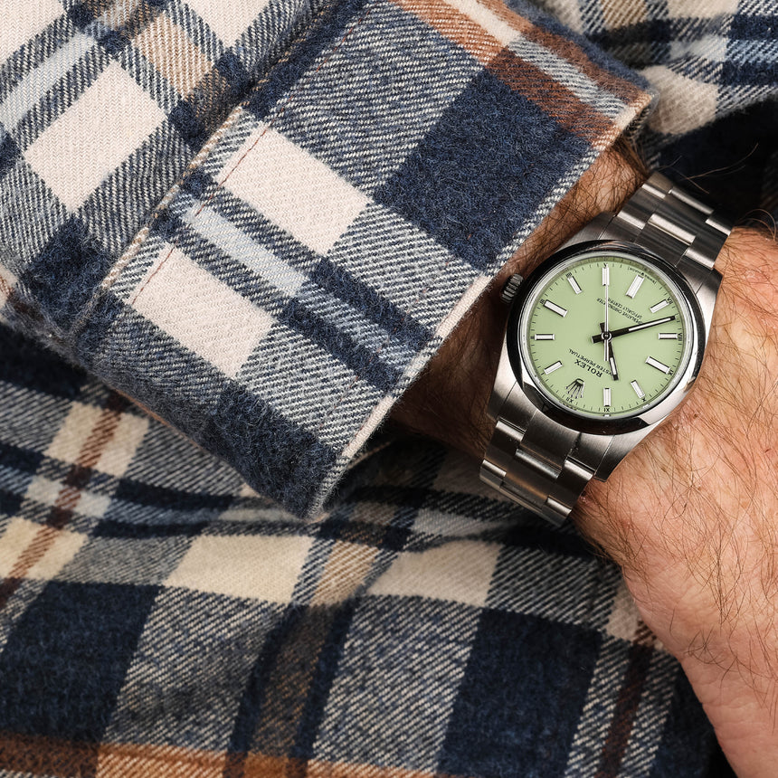 2025 Rolex Oyster perpetual in 34mm, reference 124200, Pistache Pistachio dial, NEW full set