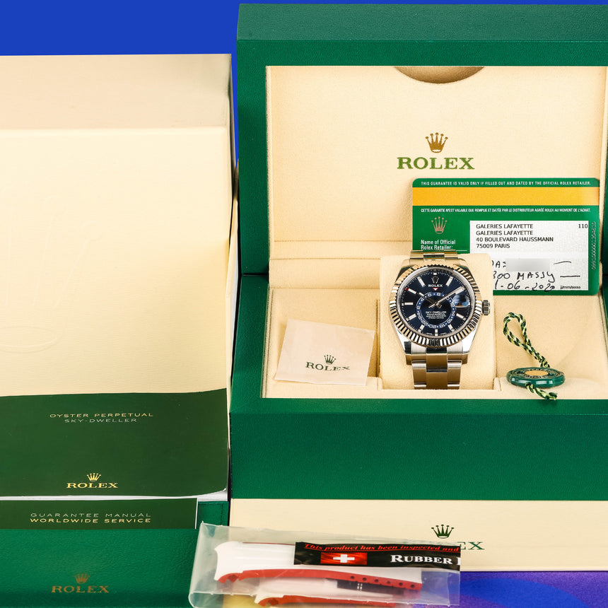 2020 Rolex Skydweller blue dial ref: 326934 FULL SET & Extra Red Rubber strap