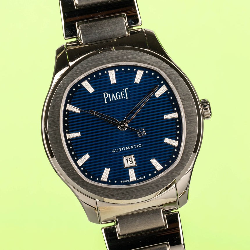 2023 Piaget Polo Blue dial with diamonds Ref: G0A46018 Like New & Full set