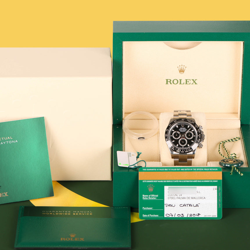 2018 Rolex Daytona ref 116500LN black dial: Full set & Like New & Stickers