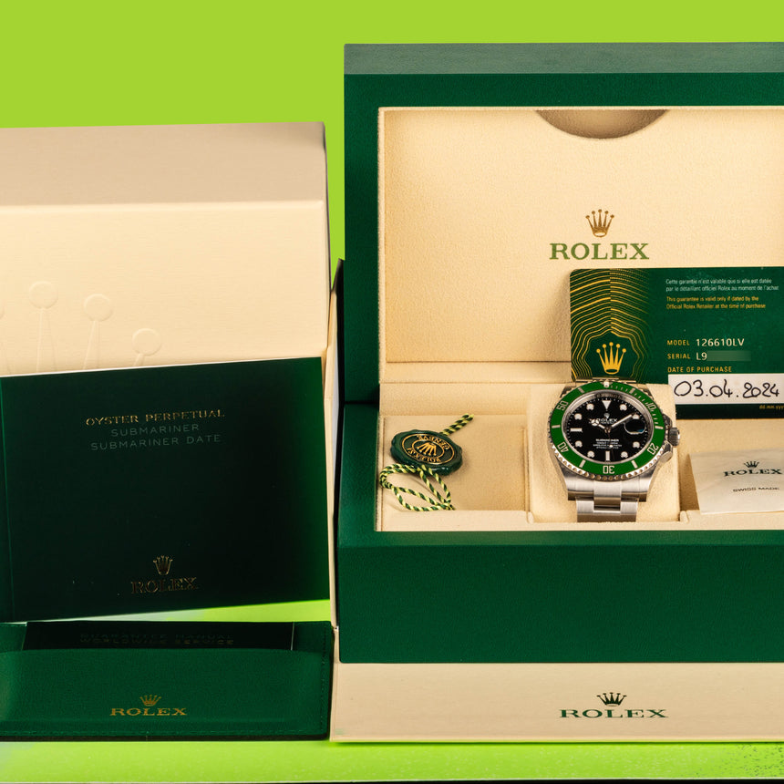 2024 Rolex Submariner date ref: 126610LV, aka "Starbuck" Like New & Stickers & Full set