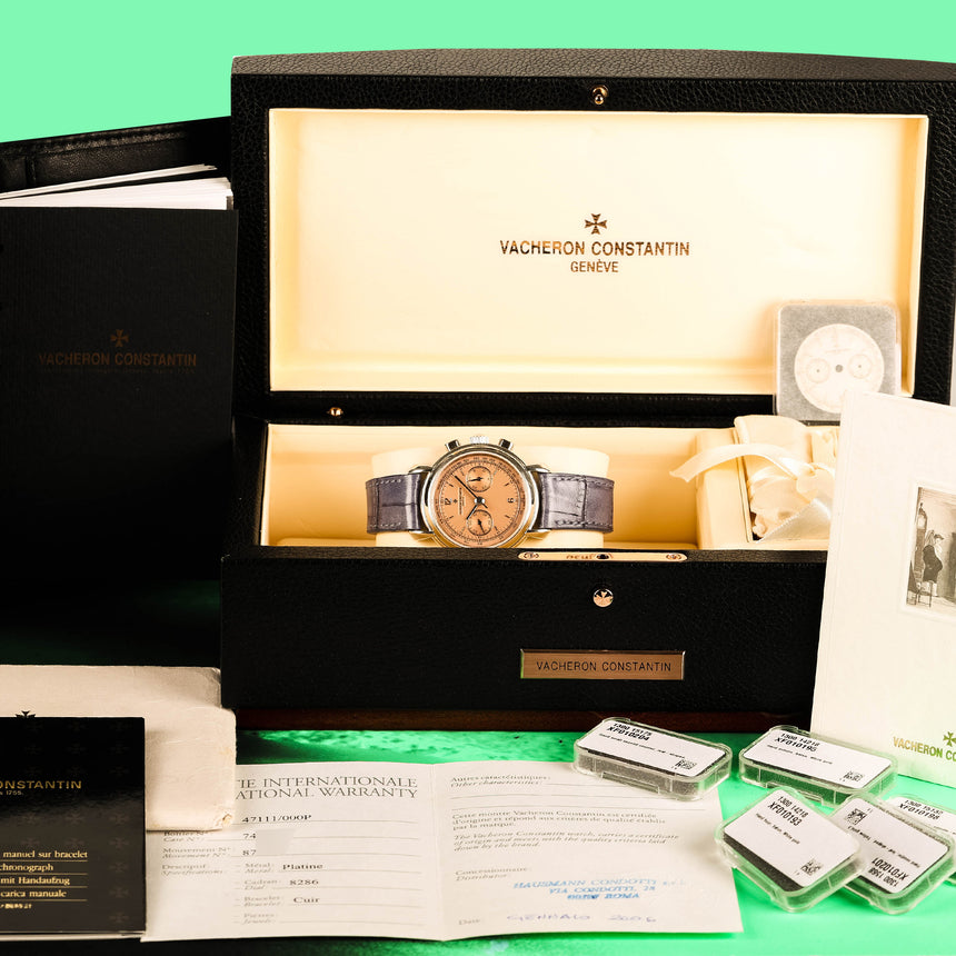 2006 Vacheron Constantin in Platinum & Salmon dial "Les Historiques" ref 47111/1 : Full Set & 2024 VC Service & Silver dial