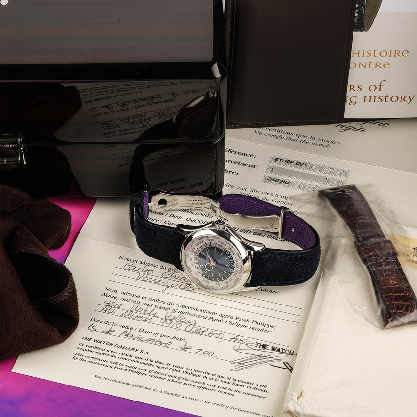 2012 Patek Philippe & company Worldtime in platinum, reference 5130P: Full set