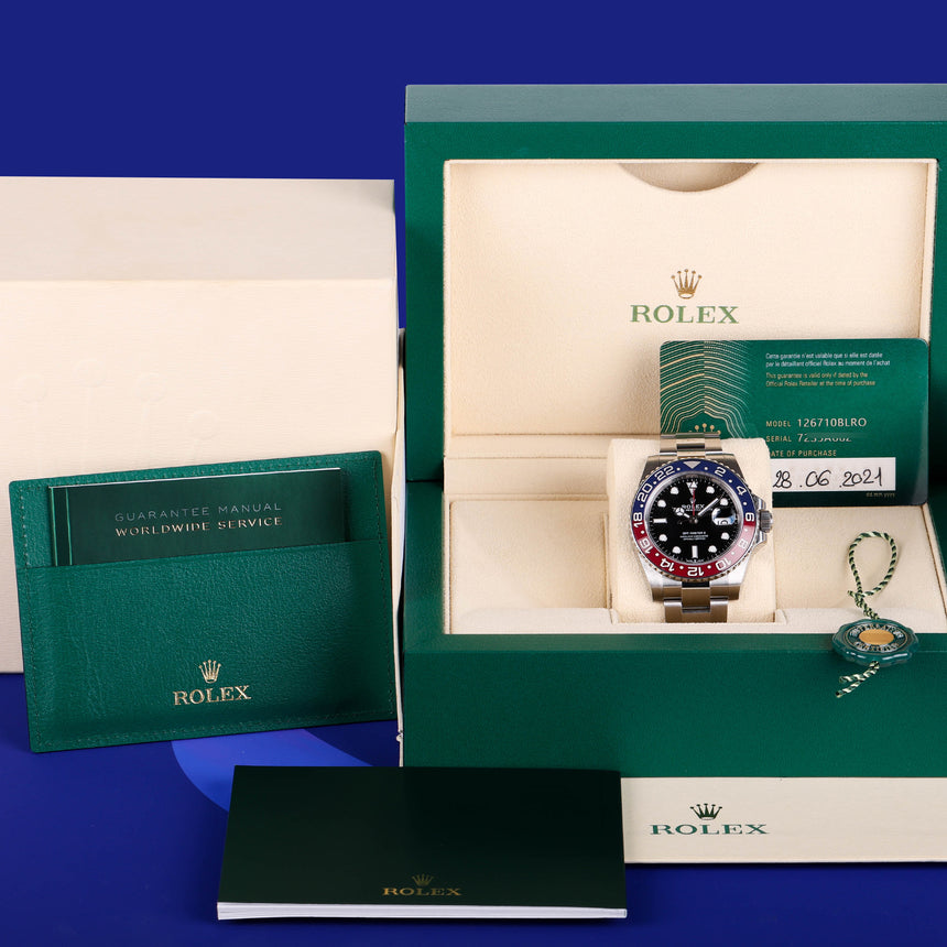 2021 Rolex GMT Master "Pepsi" ref 126710BLRO: Top conditions & FULL SET