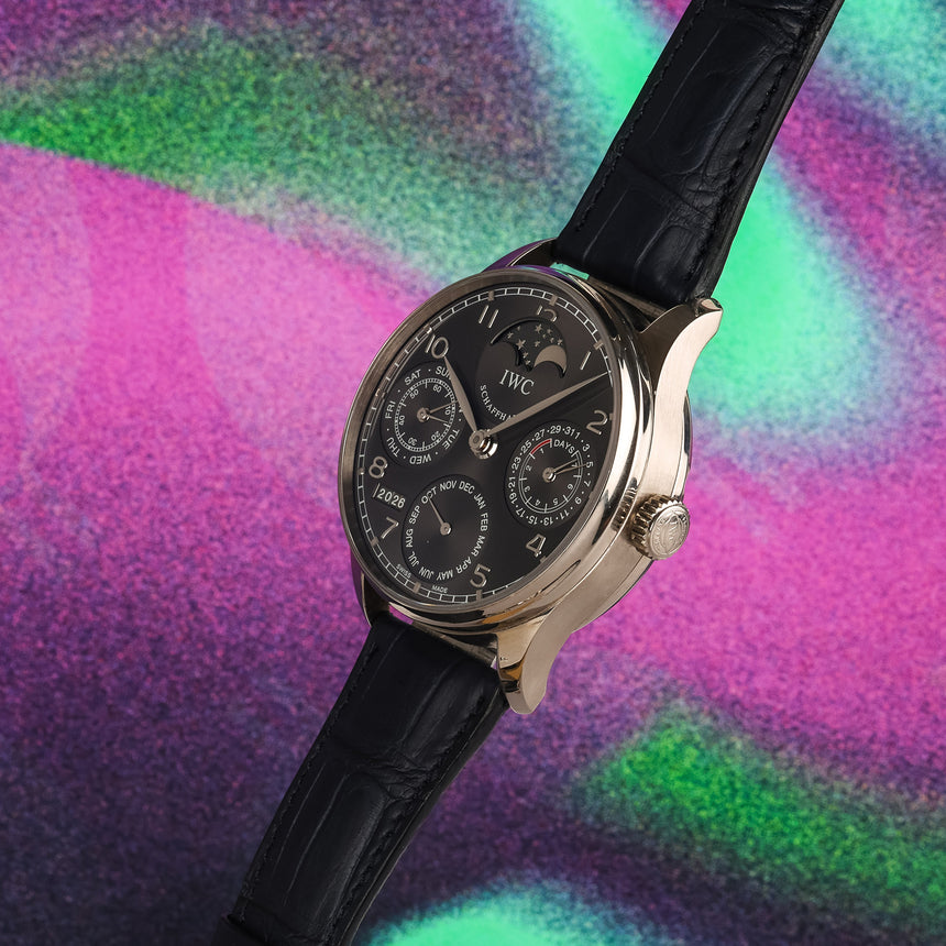 2015 IWC Portugieser Perpetual Calendar White Gold & Ardoise Dial ref: IW502218 Full set & 2023 Service