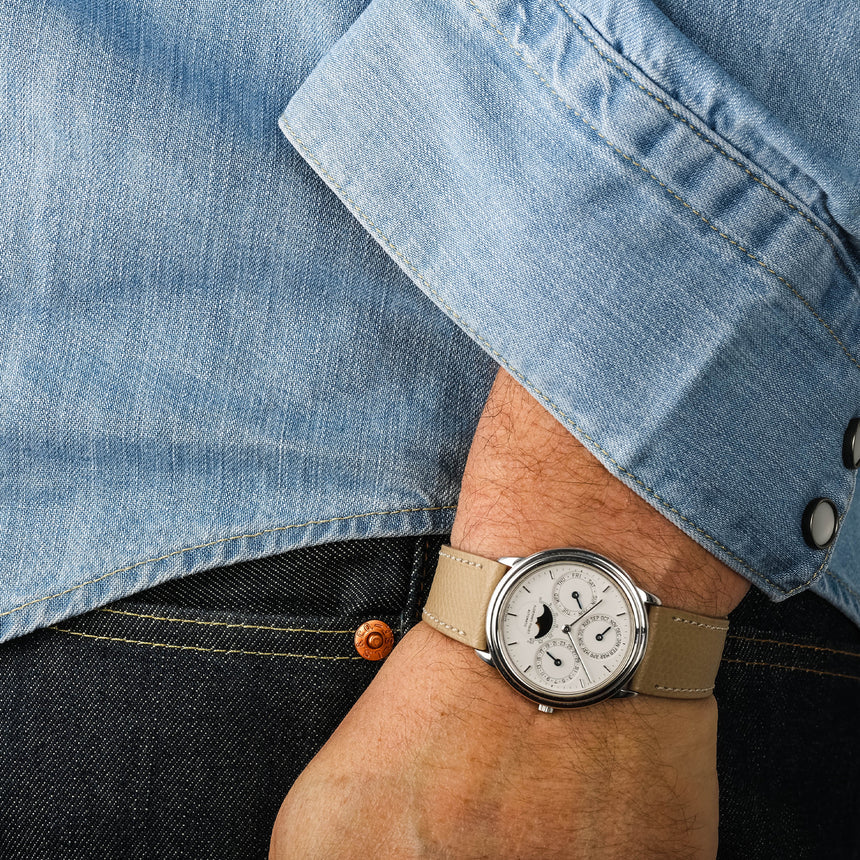 1990 (circa) VERY RARE 16 pieces only AP white gold perpetual calendar ref 25657BC: Certif & User guide