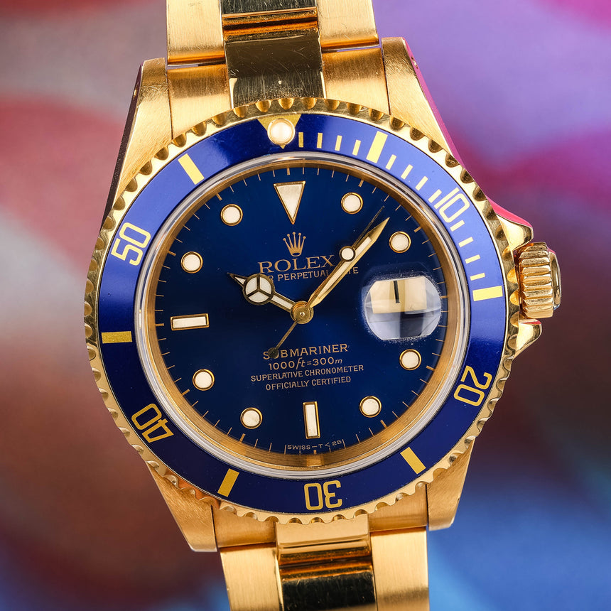 1992 Rolex 18k Yellow gold Submariner ref 16618 : FULL SET & GORGEOUS CONDITIONS