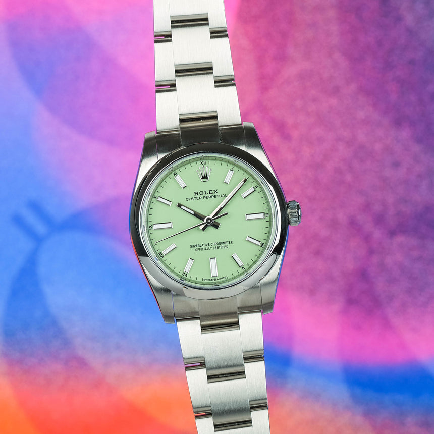 2025 Rolex OP, Pistachio dial,  34mm Ref: 124200 NEW & Full Set